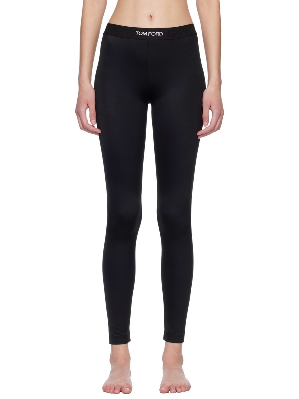 Tom Ford Black Logo Waist High-Rise Leggings